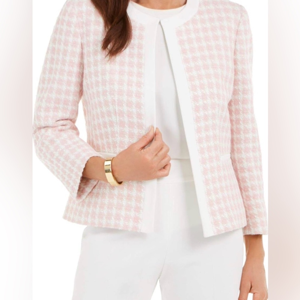 Refined Spring Elegance — Kasper Tweed Frame Jacket | Size 6P
